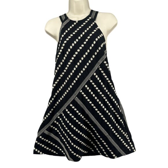 Free People Juni Mini Dress Black White Sleeveless Open Back Adjustable Size S - Picture 1 of 13